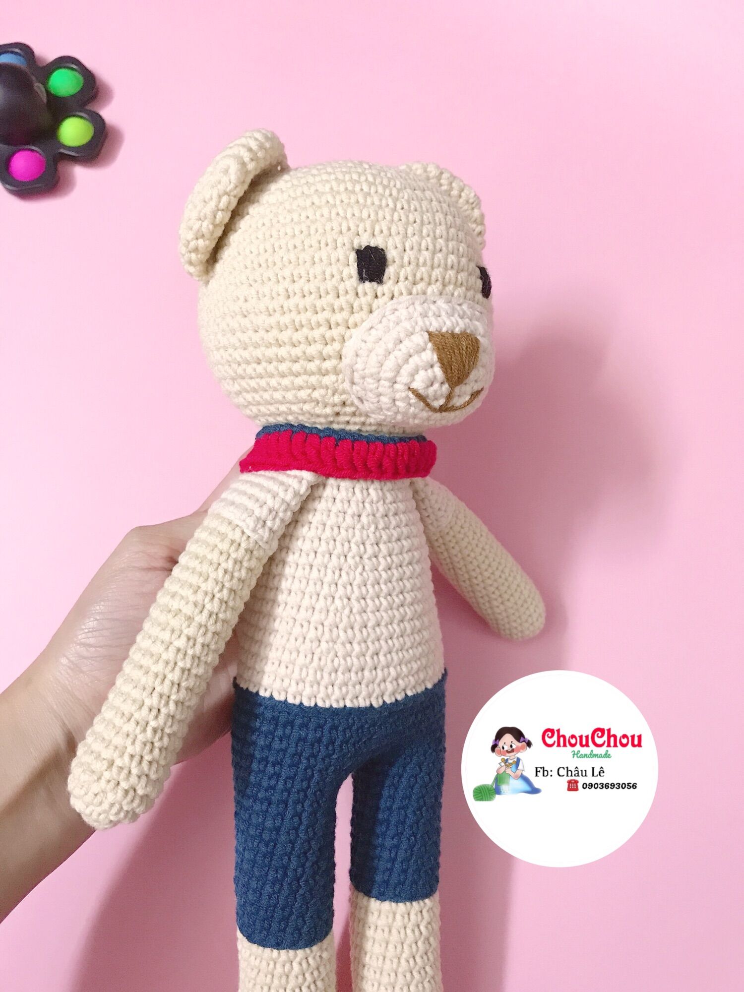 Thú len nhồi bông handmade - gấu chân dài ( 40cm)