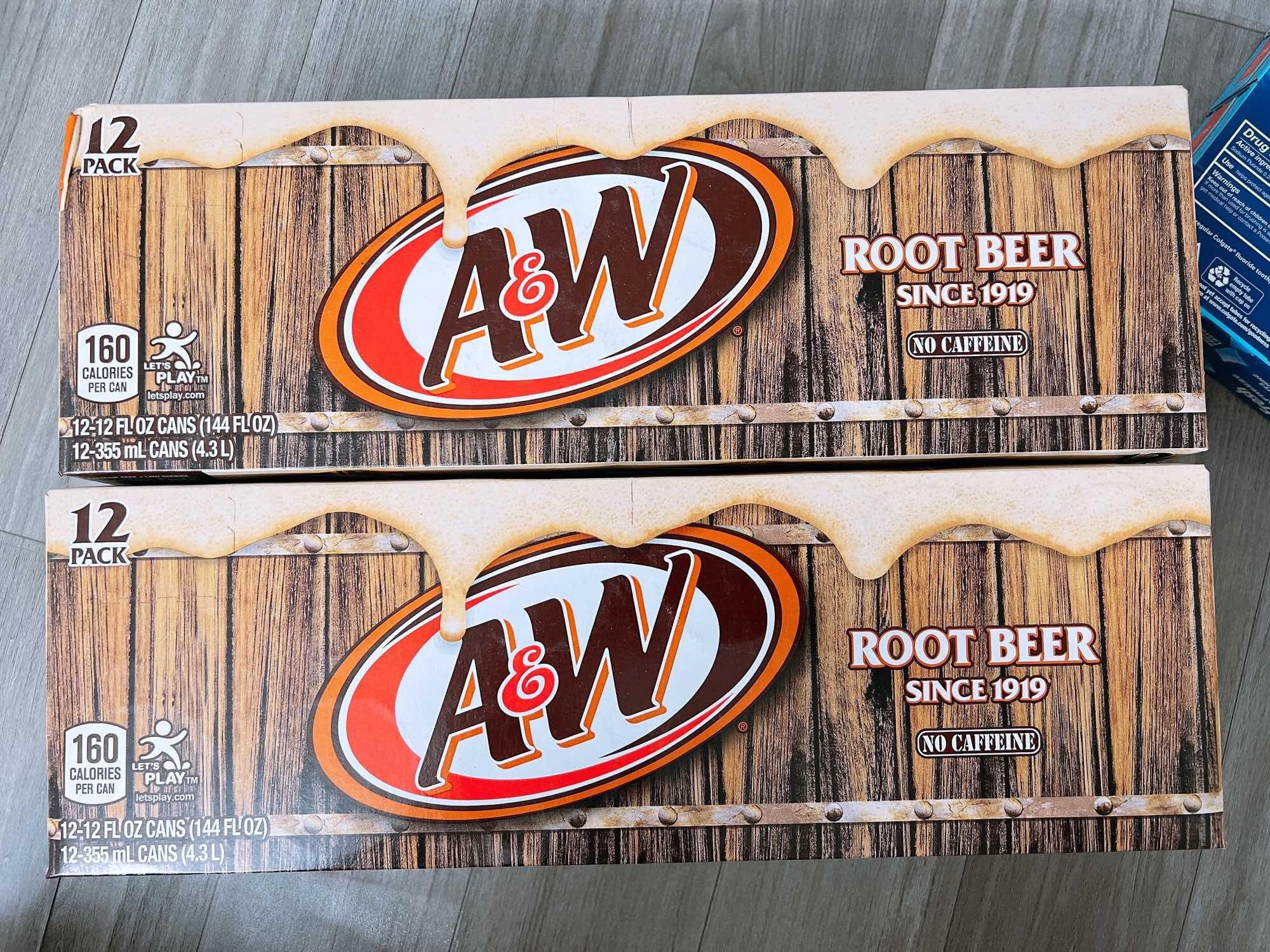 24 lon nước giải khát có ga Xá xị A&W Root Beer 1919 355ml Mỹ.