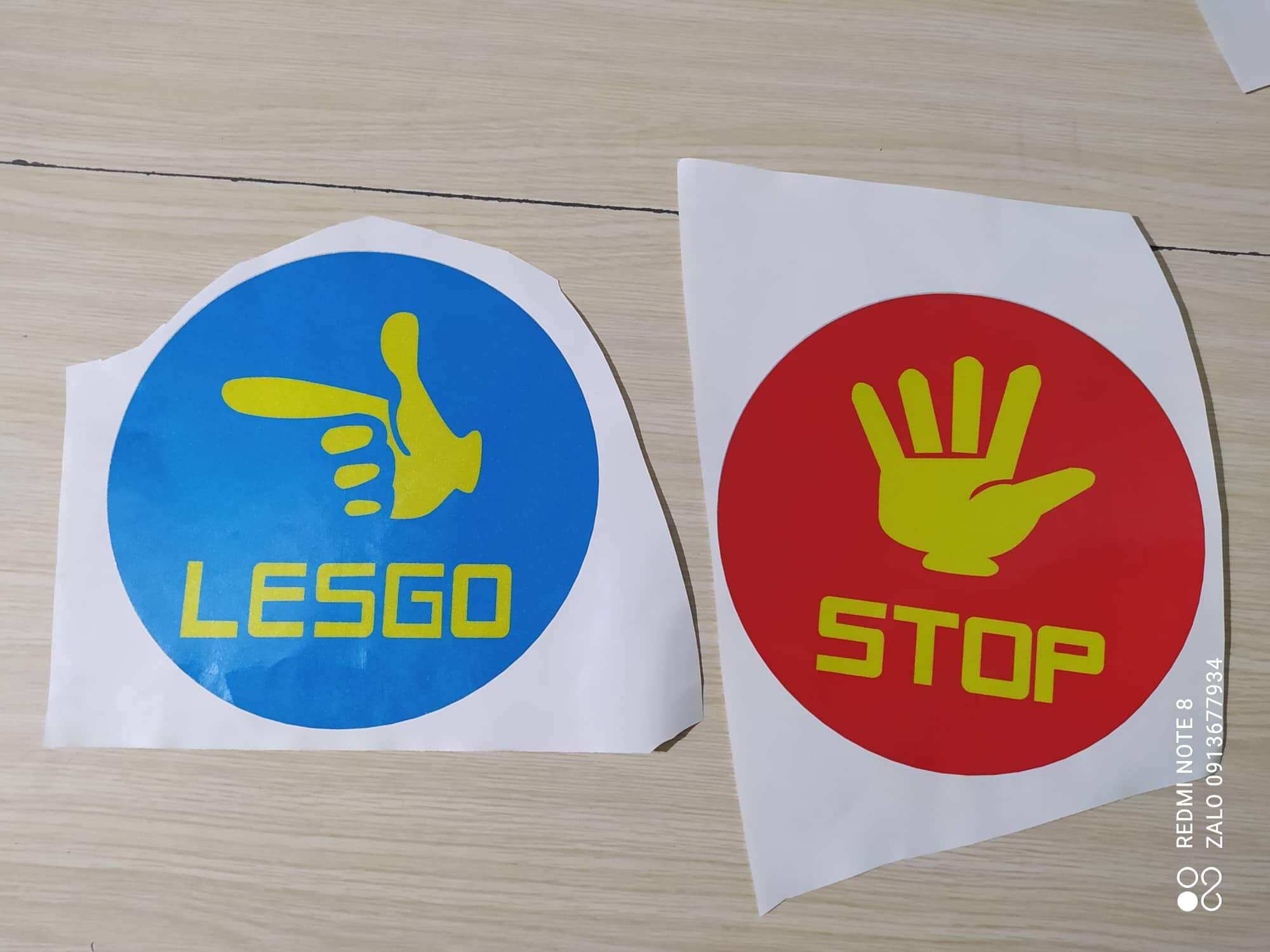Cặp tem lesgo, stop tem cảnh báo dán đít thùng xe tải, xe ô tô