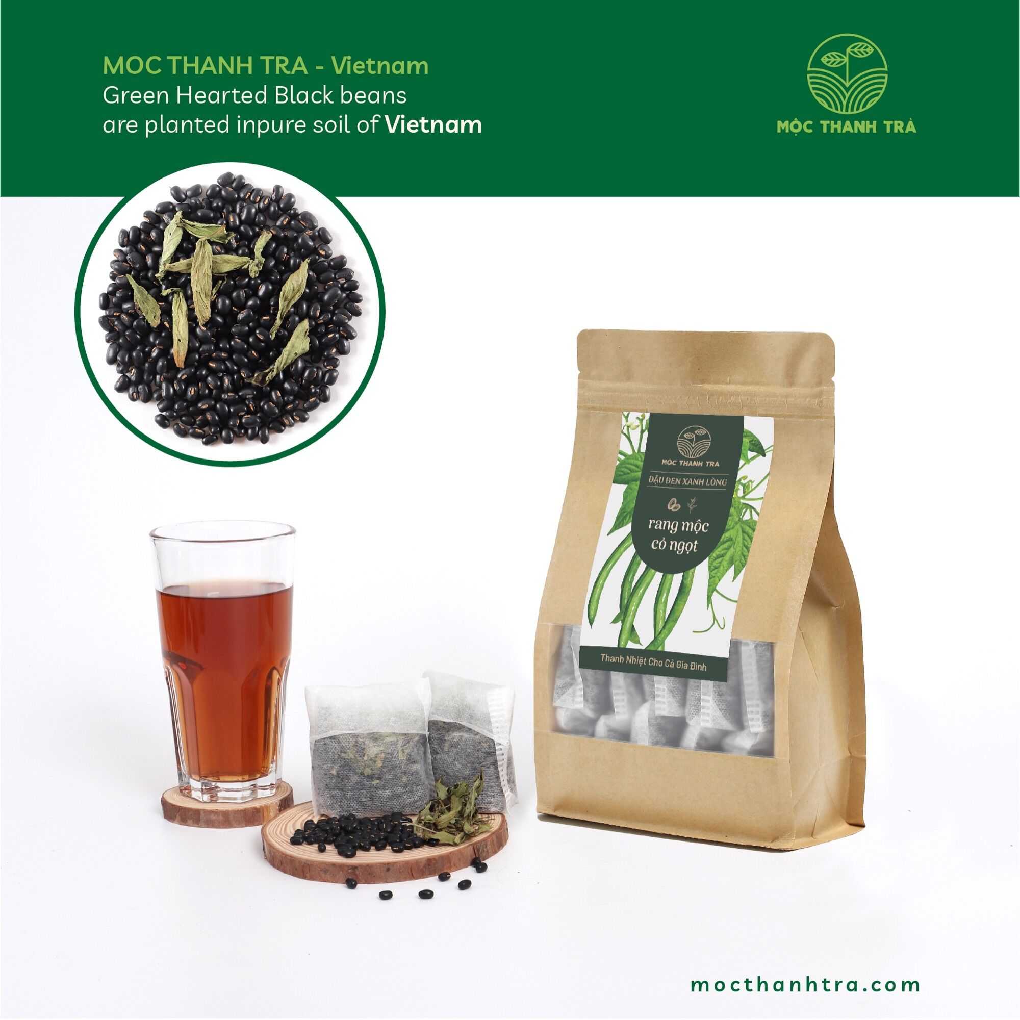 Đậu Đen Xanh Lòng Rang Mộc - Cỏ Ngọt Mộc Thanh Trà Túi 500G (chia sẳn túi lọc 50G) Trà Giải Nhiệt, Thanh Lọc Cơ Thể - Hỗ Trợ Giảm Cân - Cải Thiện Làn Da, Vóc Dáng