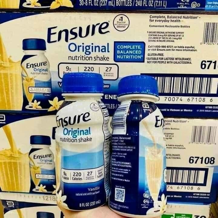 Sữa ensure nước mỹ - thùng 30 chai x 237ml date 01/2024