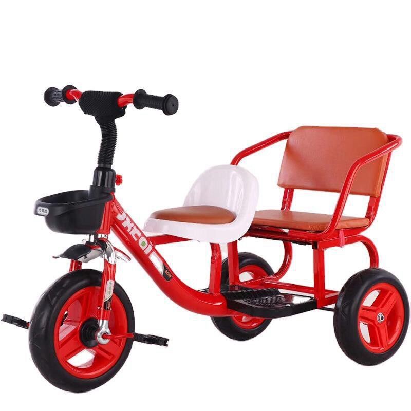 XE ĐẠP 3 BÁNH CHO BÉ 2 CHỖ NGỒI GHẾ DA CAO CẤP