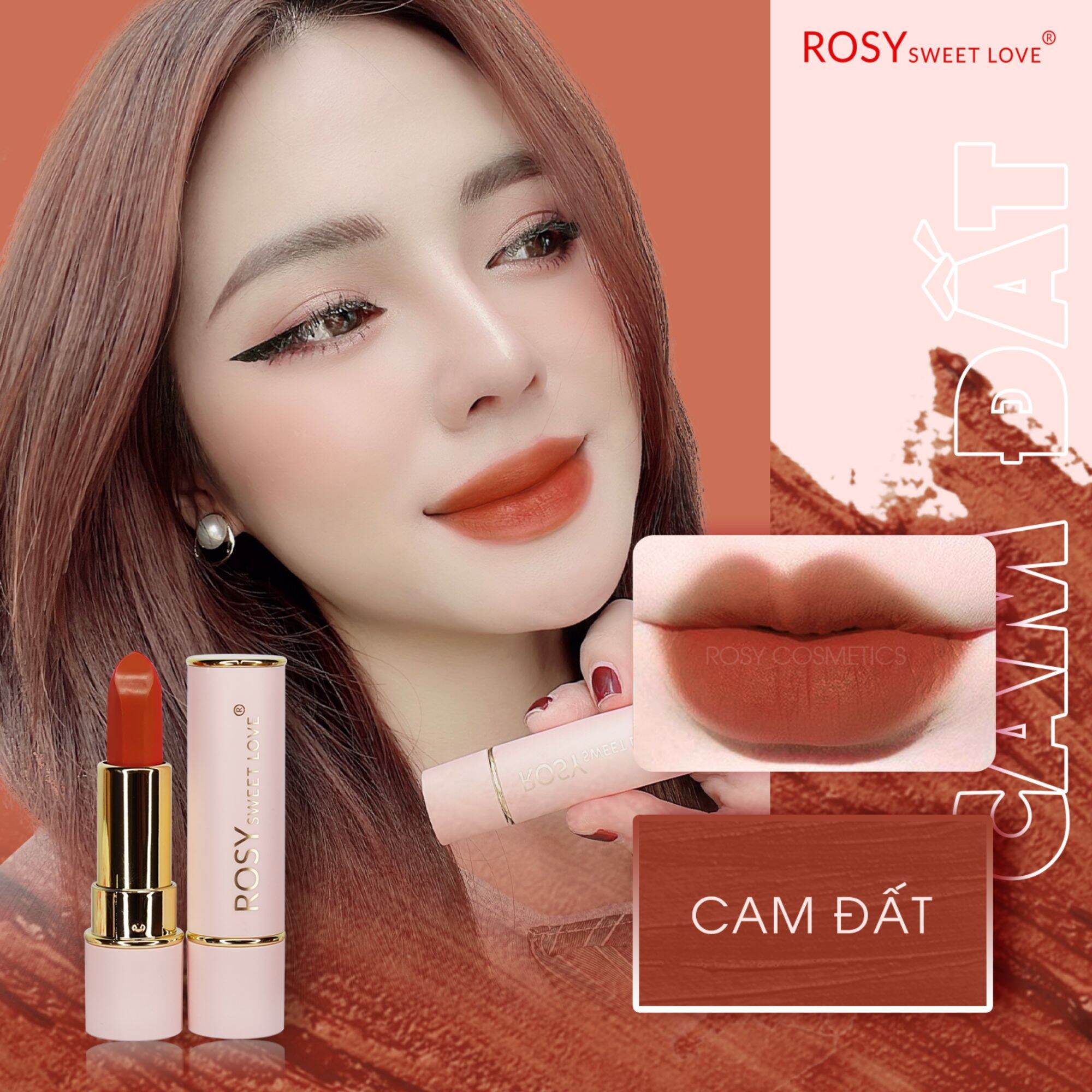 Son sáp lì không trôi không chì cam đất _Rosy Việt Nam