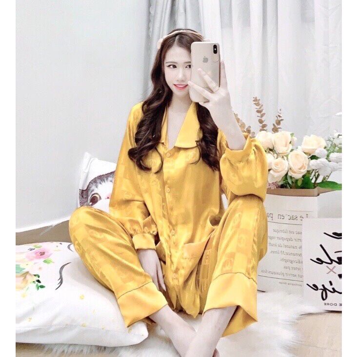 (55-75kg) Đồ Bộ Lụa Gấm Cao cấp - Tay dài quần dài