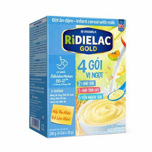 Hộp Bột Ăn Dặm 4 gói vị ngọt Ridielac Gold - Hộp 4 gói 50g