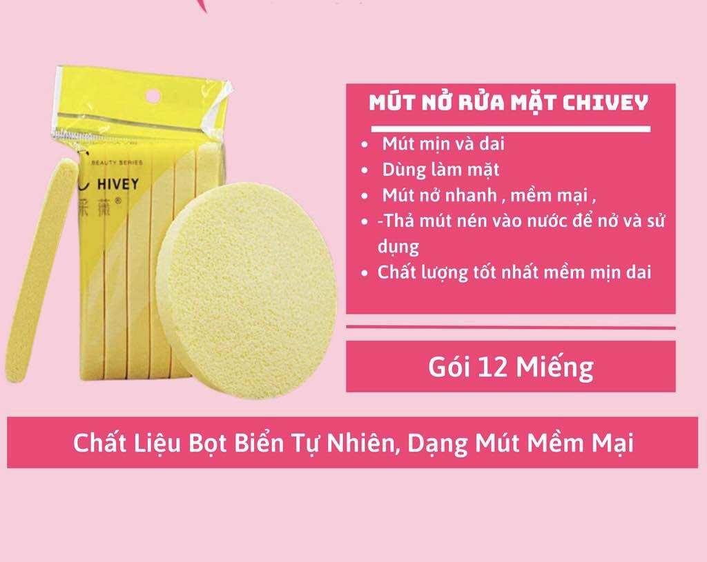 Bông Rửa Mặt Bọt Biển Dạng Nén ( 12 Bông )