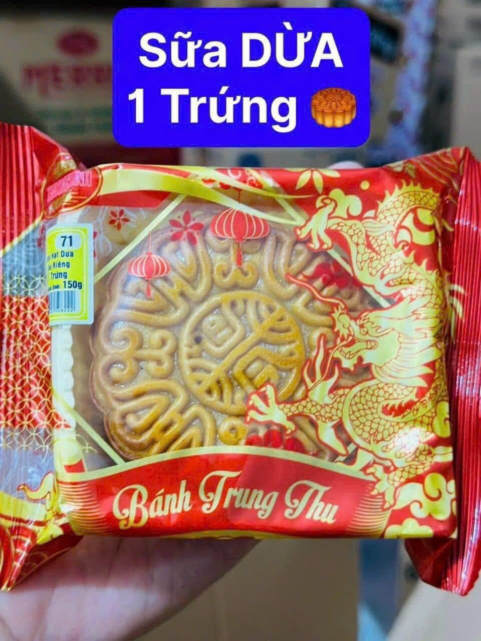Bánh Trung Thu Nướng Dừa Hạt Dưa/ Hạt Sen/ Phô Mai 1 Trứng 150g ( không hộp)
