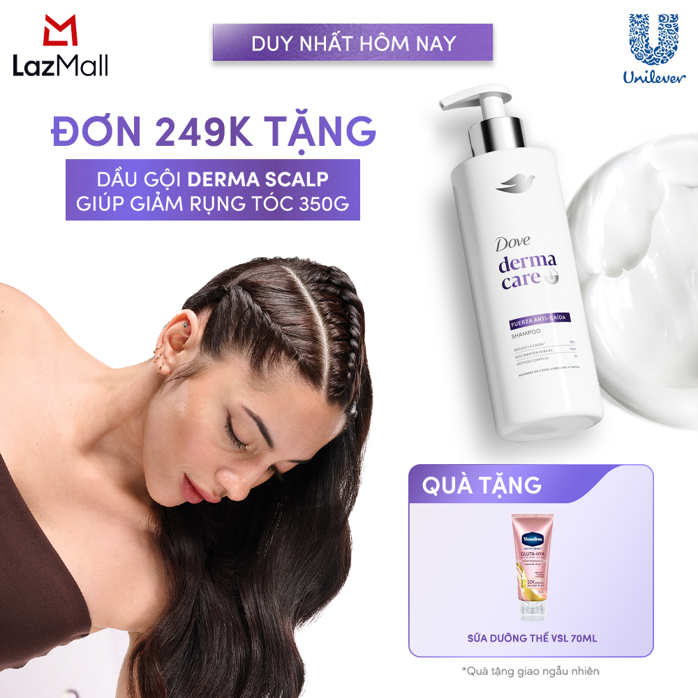 Dầu Gội Giảm rụng  Giúp tóc Phồng Dày Dove Derma Hairfall Mới 350G