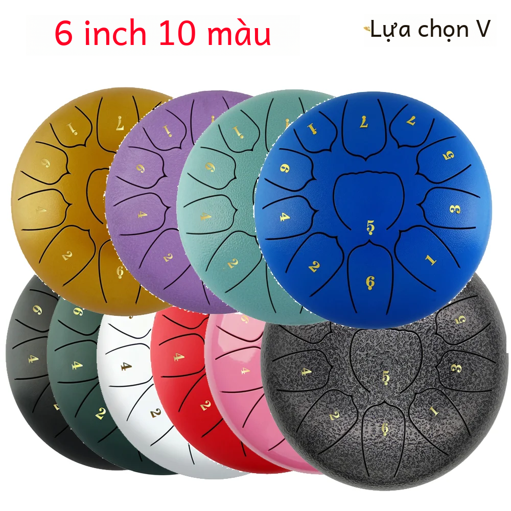 6 Inch Thép Lưỡi Trống 11 Hương Handpan Trống Có Trống Vồ Ngón Tay Phím Nhạc Cụ Gõ Cho Thiền Yoga Có Sẵn 10 Màu