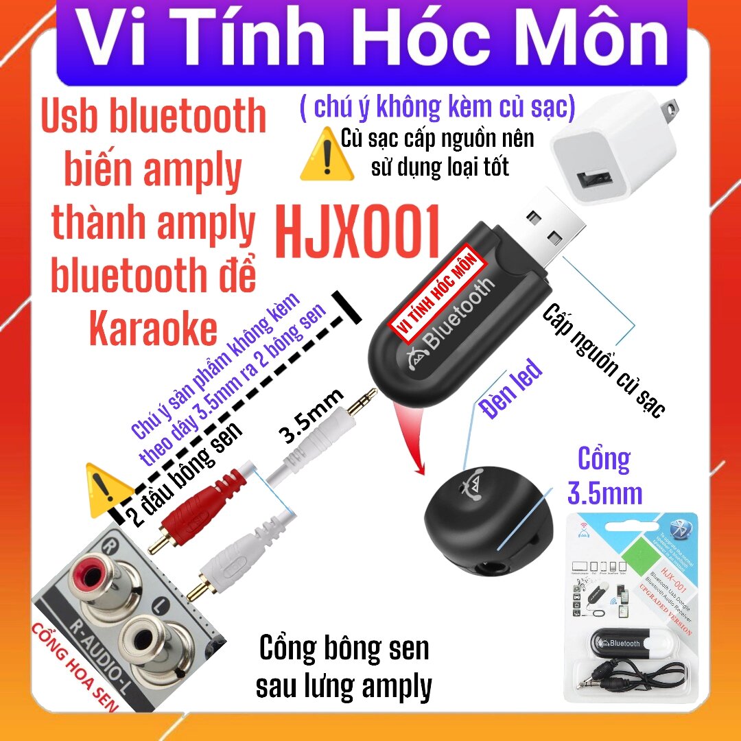 Usb bluetooth hjx 001 cho loa và amply biến loa amply thì bluetooth giúp karaoke