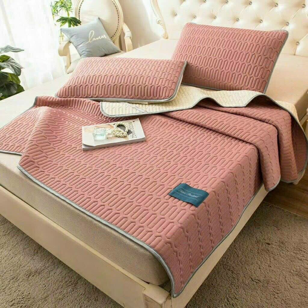 Chiếu điều hòa tencel mủ cao su 1m8 x2m mát lạnh màu hồng