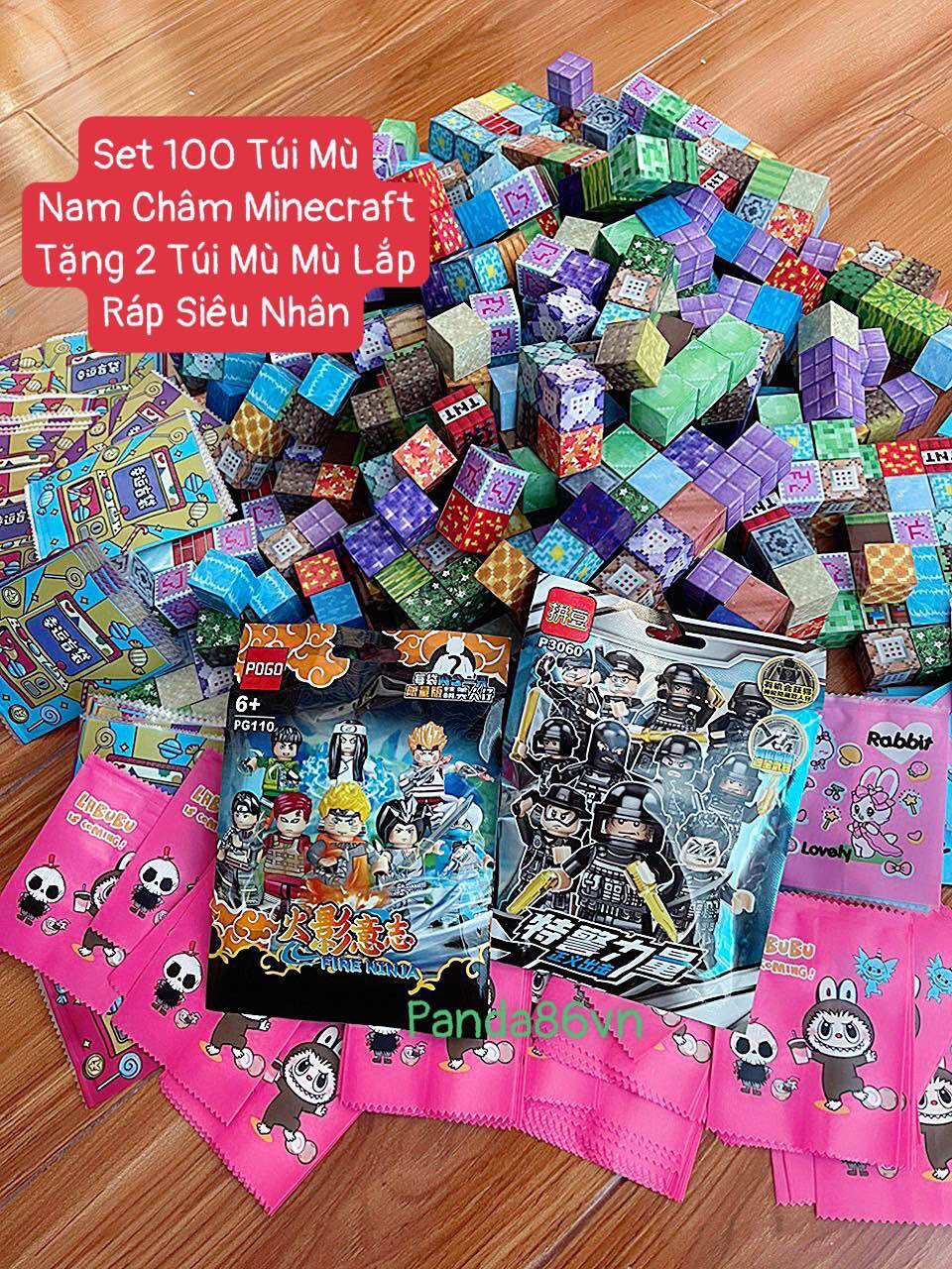 Set 100 Túi Mù Nam Châm Minecraft Tặng Ngay 2 Túi Mù Lắp Ráp Siêu Nhân-  Kích Thước Nam Châm 2cm - Màu Sắc Đa Dạng - Quà Tặng Dành Cho Bé Yêu ( Giao Ngẫu Nhiên )