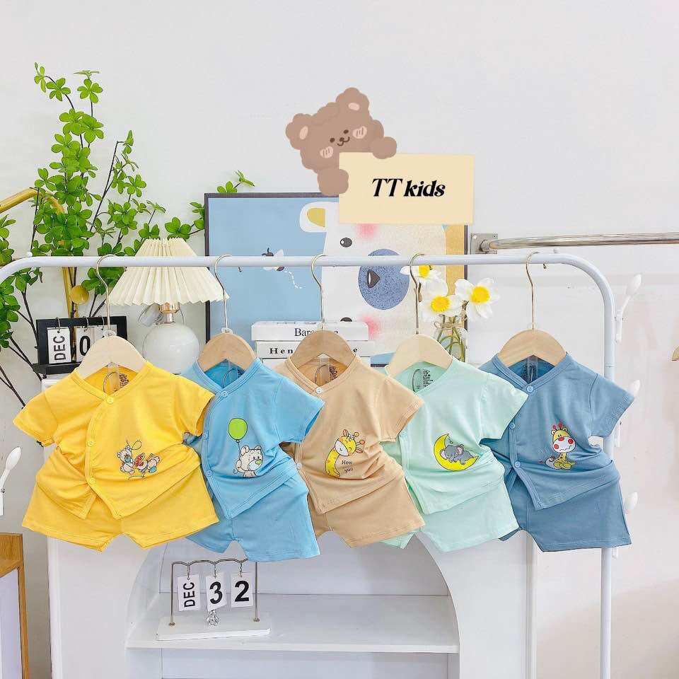 Combo 5 bộ quần áo cộc tay thun lạnh petit mềm mịn mát cho bé trai và gái sơ sinh