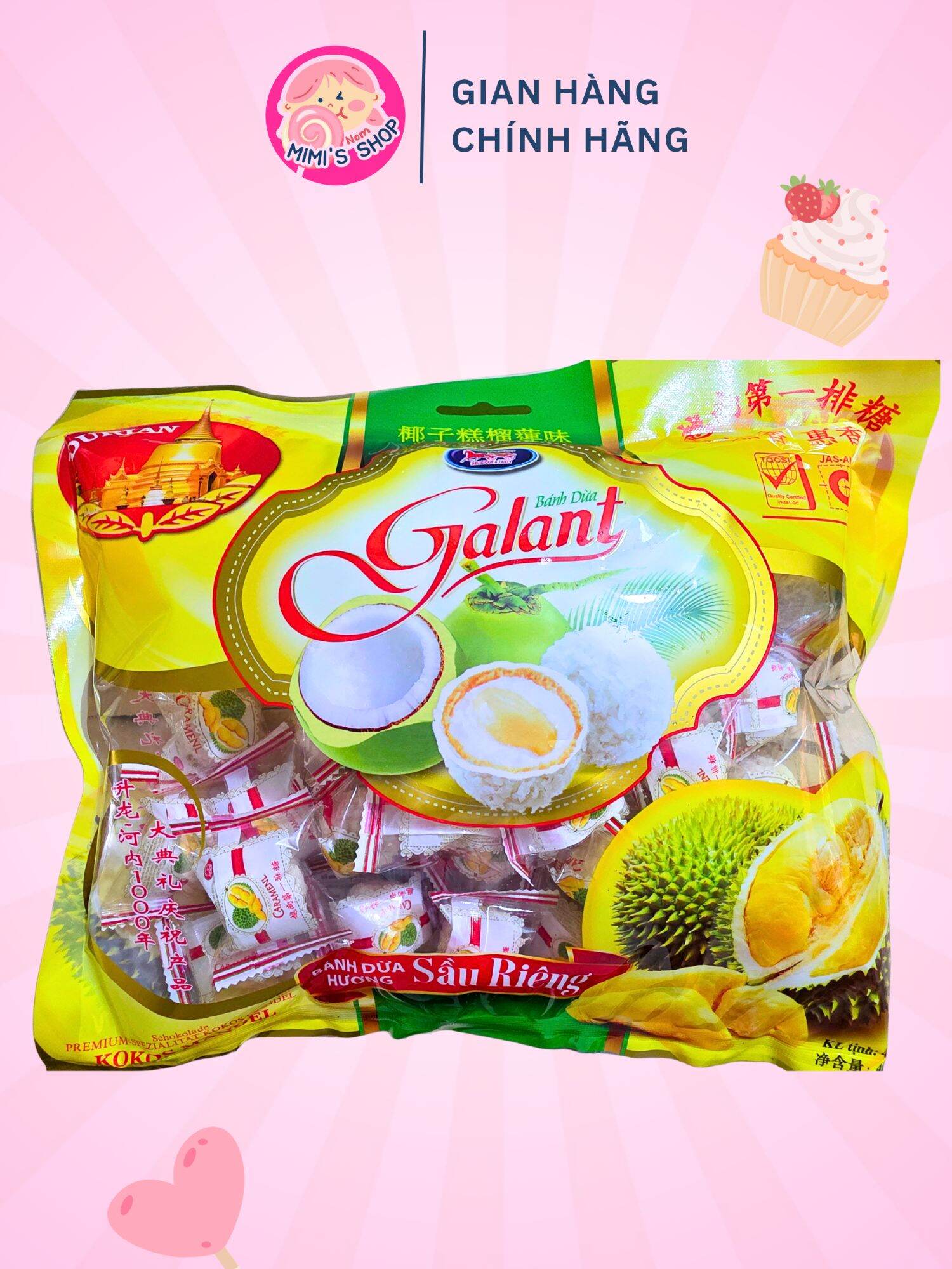 Bánh Xốp Dừa Sầu Riêng Huệ Hương 450g, Bánh Xốp Giòn Tan Thơm Béo Ngọt Dịu, Snack Ăn Vặt Date Mới | Mimi's Shop