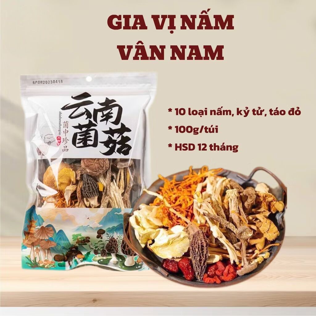 (GÓI 100GR )Set Canh Nấm Hầm Gà Dưỡng Sinh Vân Nam hảo Hạng: bồi bổ sức khỏe Food Thức Ăn