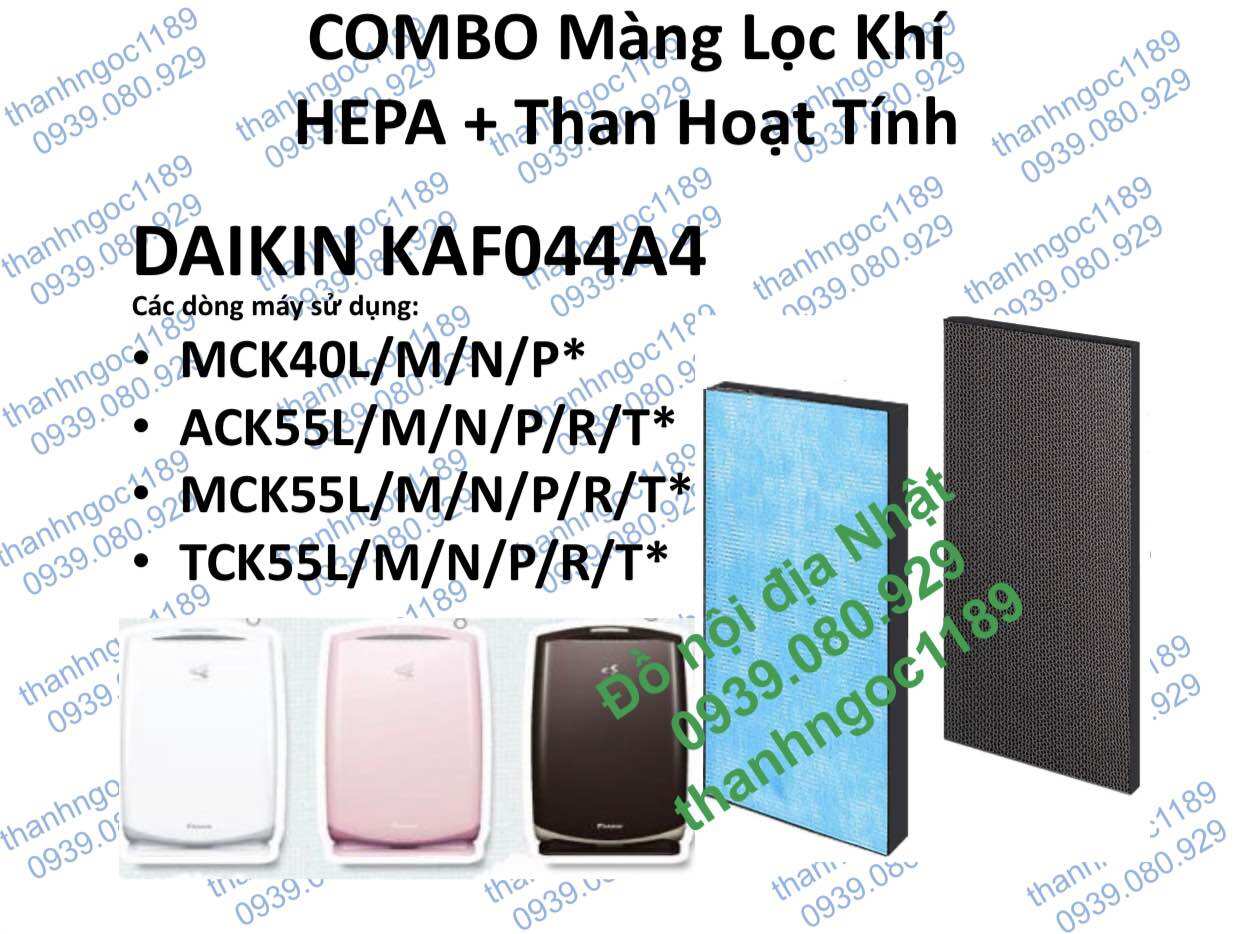 Combo Màng lọc Hepa Dakin+Than hoạt tính máy lọc không khí (KAFP044A4)MC55NBK-P(390x245x45mm) DAIKIN vầng trăng