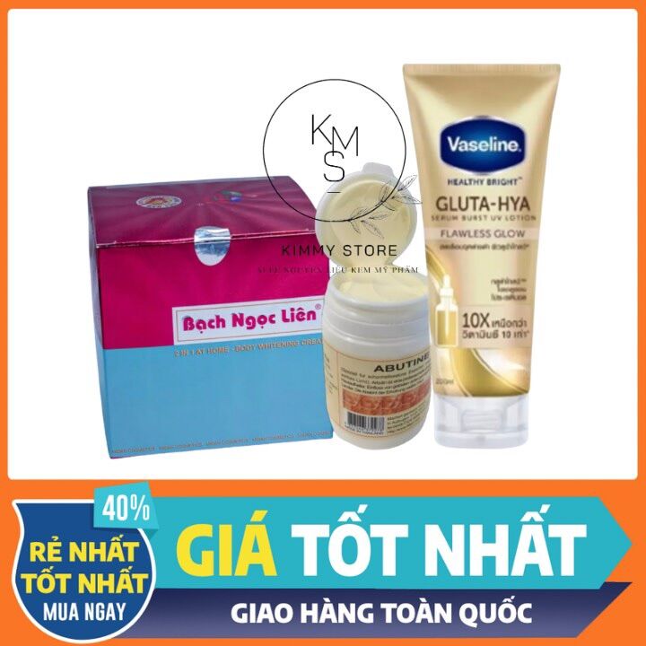 Combo bạch ngọc liên + abutine 3c3 200g + vaseline gluta hya