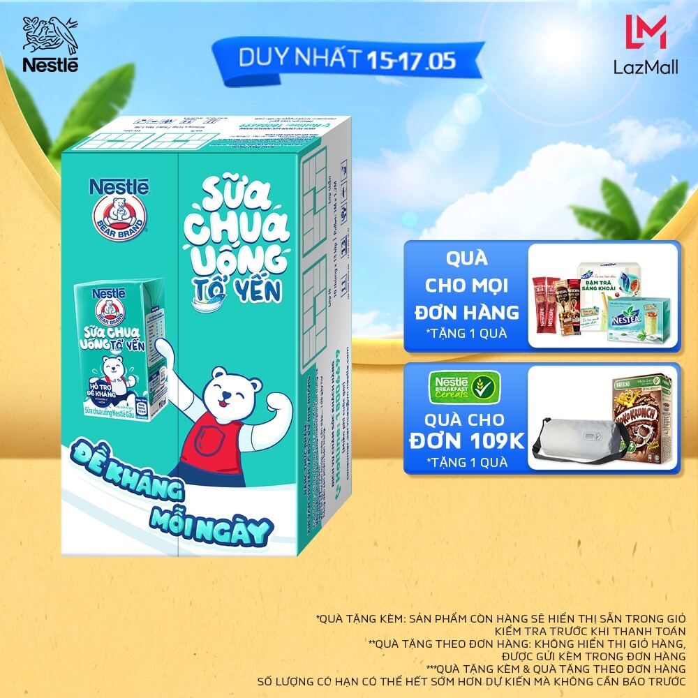 Sữa chua tổ yến Nestlé® Yogu Gấu - thùng 48 hộp x 110ml