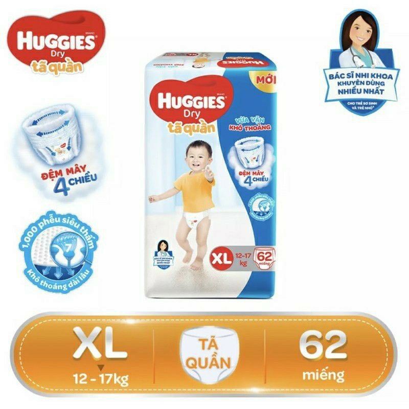 Tã quần huggies đệm mây 4 chiều - m74 , l68 , xl62 , xxl56