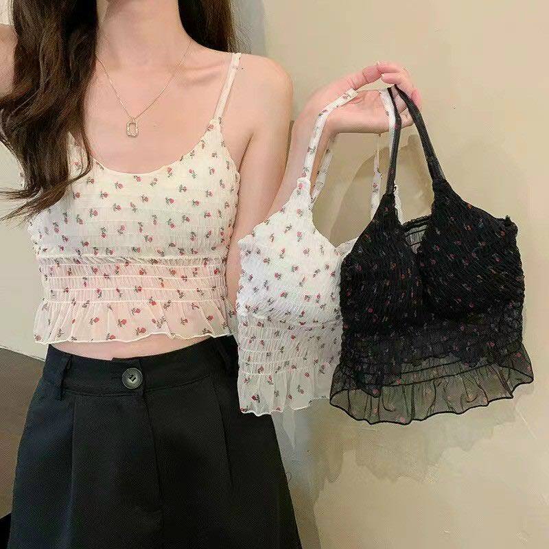 Áo 2 dây croptop ren nữ _ áo bra ren 2 dây tiểu thư 891