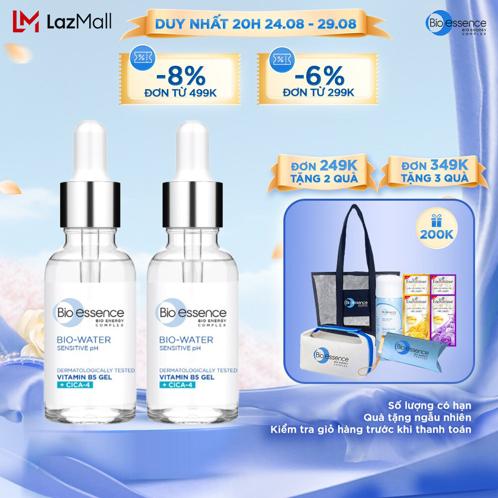 Combo 2 Tinh chất serum phục hồi và cấp ẩm Bio-Essence Bio-Water Bio gel Vitamin B5 + Cica-4 30ml/chai