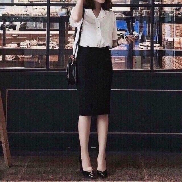 Chân váy ôm dài bút chì lụa là xinh đẹp