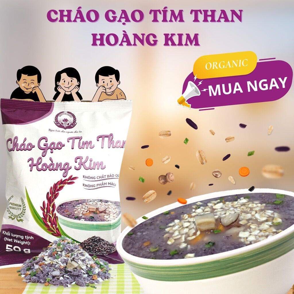 Cháo gạo tím than hữu cơ hoàng kim