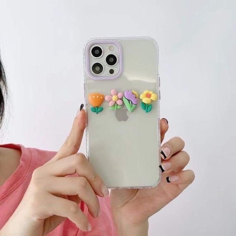 [HCM]Ốp lưng iphone full viền Hoa nhí Tím
