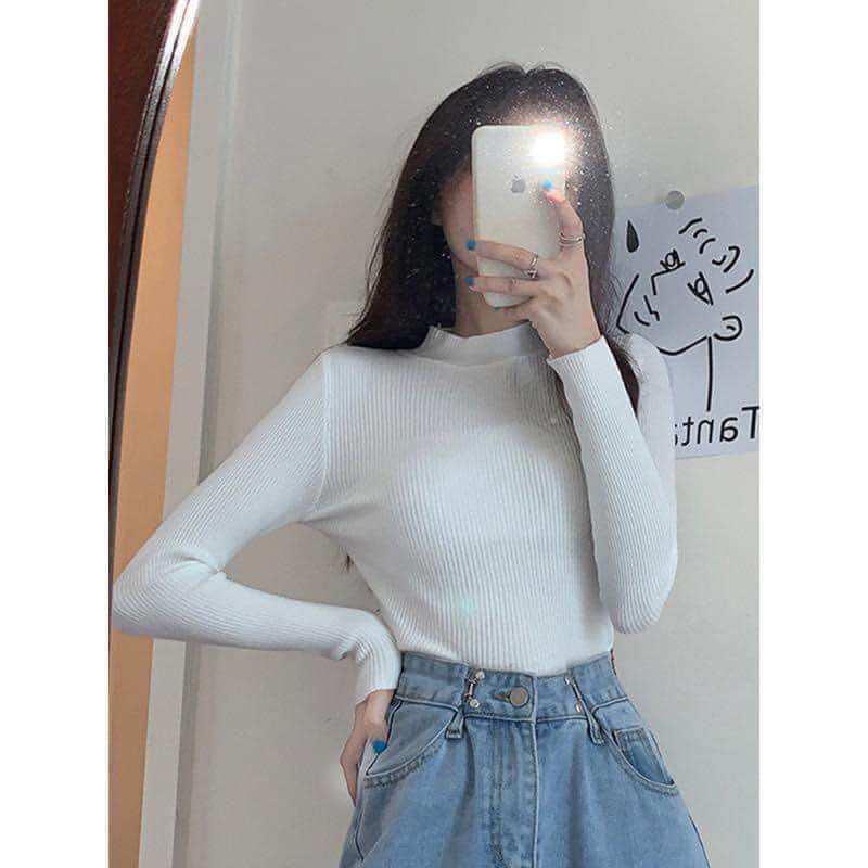 Áo len cổ ba phân dành cho nữ