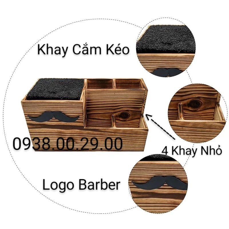 Khay Đựng Tông Đơ Cắt Tóc Barber Shop. Hộp Gỗ Cắm Kéo Cắt Tóc Khay Đựng Đồ Nghề Cắt Tóc.(Ảnh thật). 