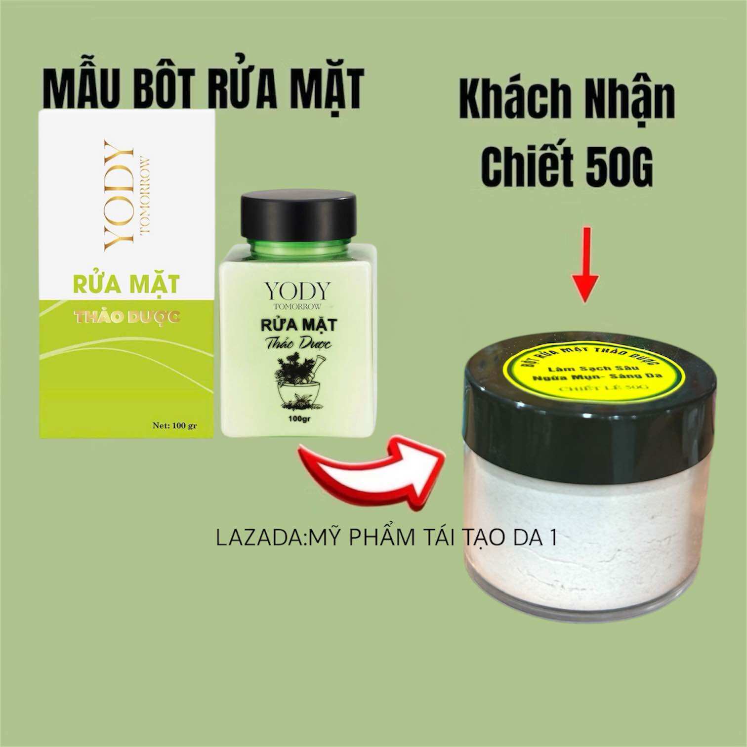 Bột Rửa Mặt Thảo dược 100g  Yody Phương Anh[ MẪU MỚI] - 2