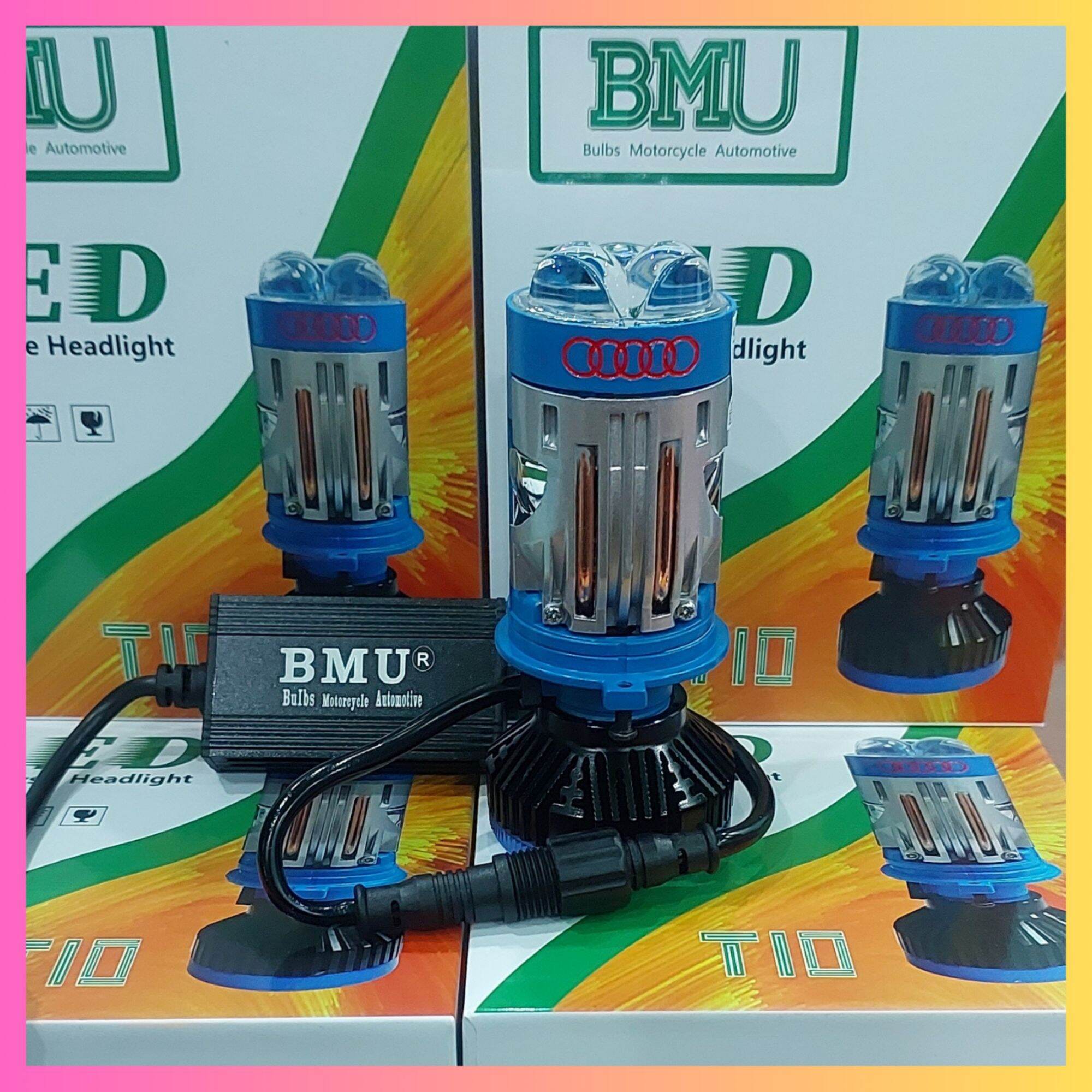 Bóng đèn bi cầu mini T10-80w bản nâng cấp có tâm trợ pha laser 2 tản nhiệt đồng,BMU