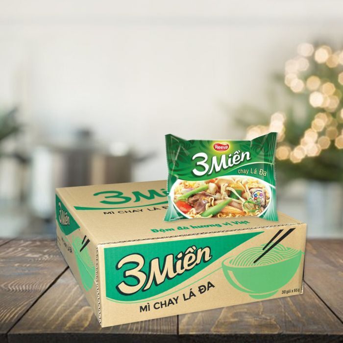 Thùng mì chay lá đa 3 Miền 30 gói 65g