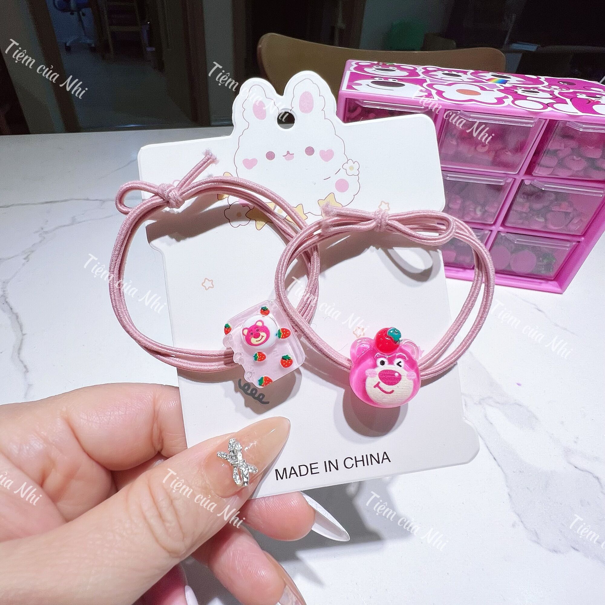 SET 2 DÂY CỘT TÓC GẤU DÂU LOTSO