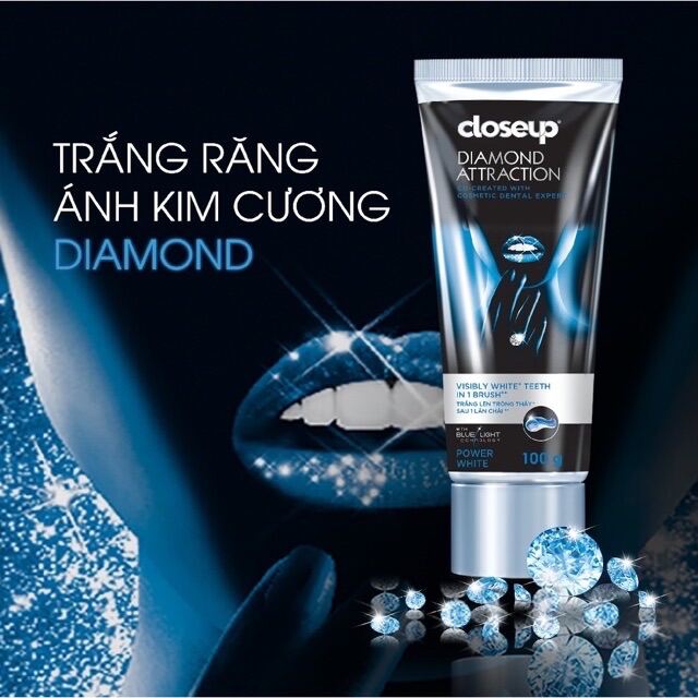Combo 2 tuýp Kem đánh răng Close up White Attractiion Dimond trắng răng