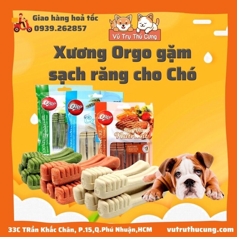 Xương gặm sạch răng cho Chó ORGO, Xương gặm cho Chó, bánh thưởng cho chó mọi độ tuổi, Xương ORGO
