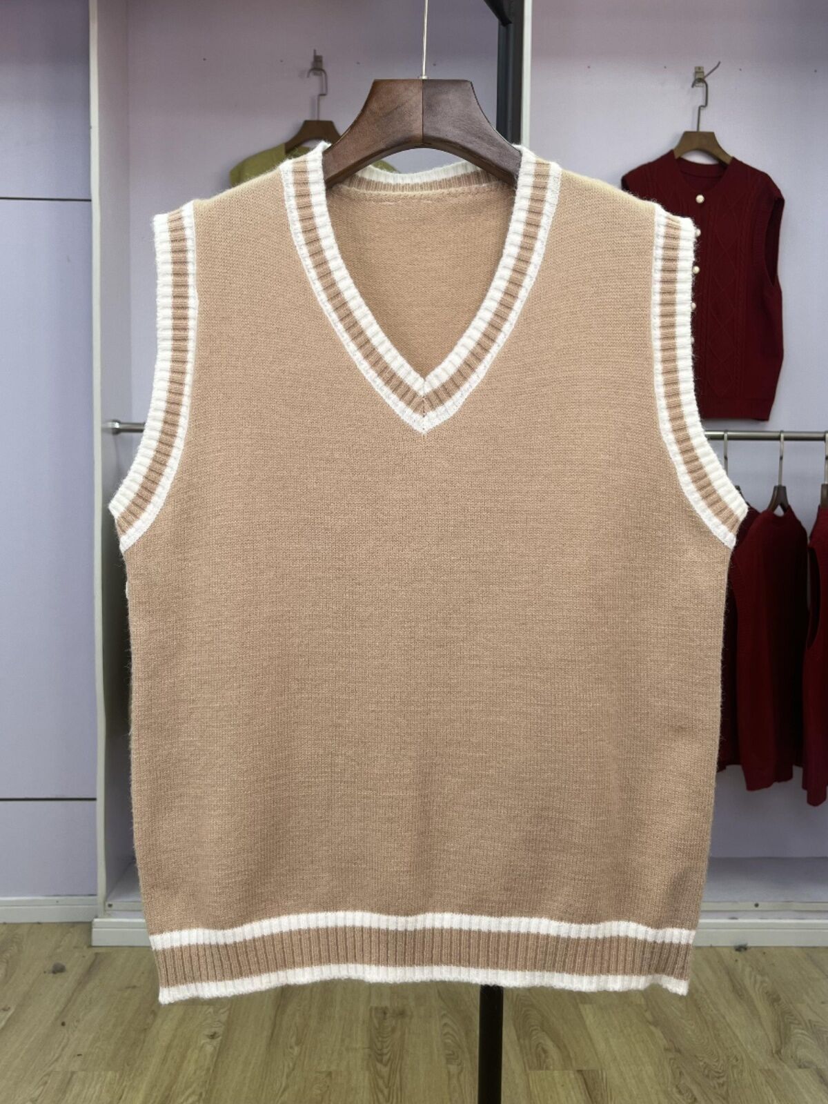 Áo Vest Không Tay Cổ Chữ V Màu Trơn Cổ Điển Dành Cho Nữ Mùa Thu 2024 Áo Khoác Ngoài Thường Ngày Bằng Polyester Nylon Viscose