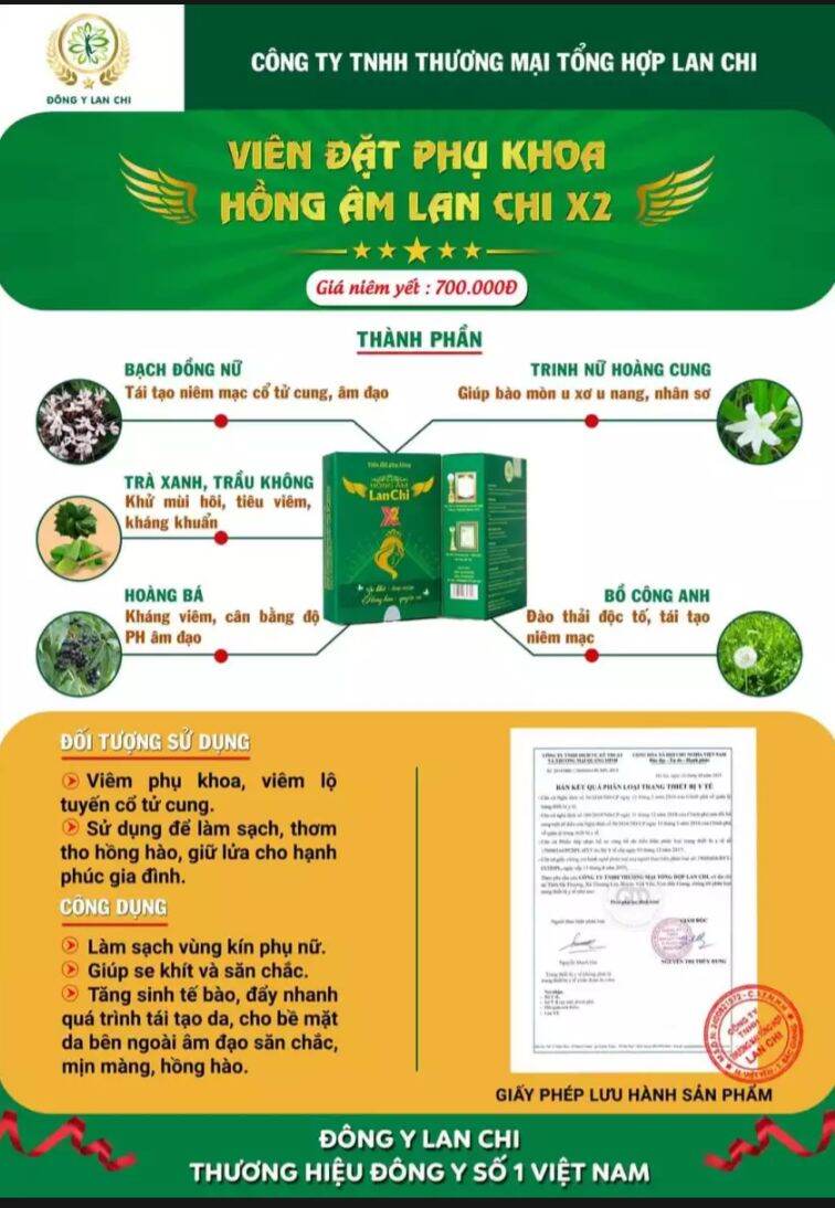 KÉN ĐẶT THẢO DƯỢC HỒNG ÂM LAN CHI X2 ( LÀM SẠCH CÔ BÉ,XUA TAN NỖI LO VỀ VIÊM NHIỄM, HỒNG HÀO SE KHÍT)