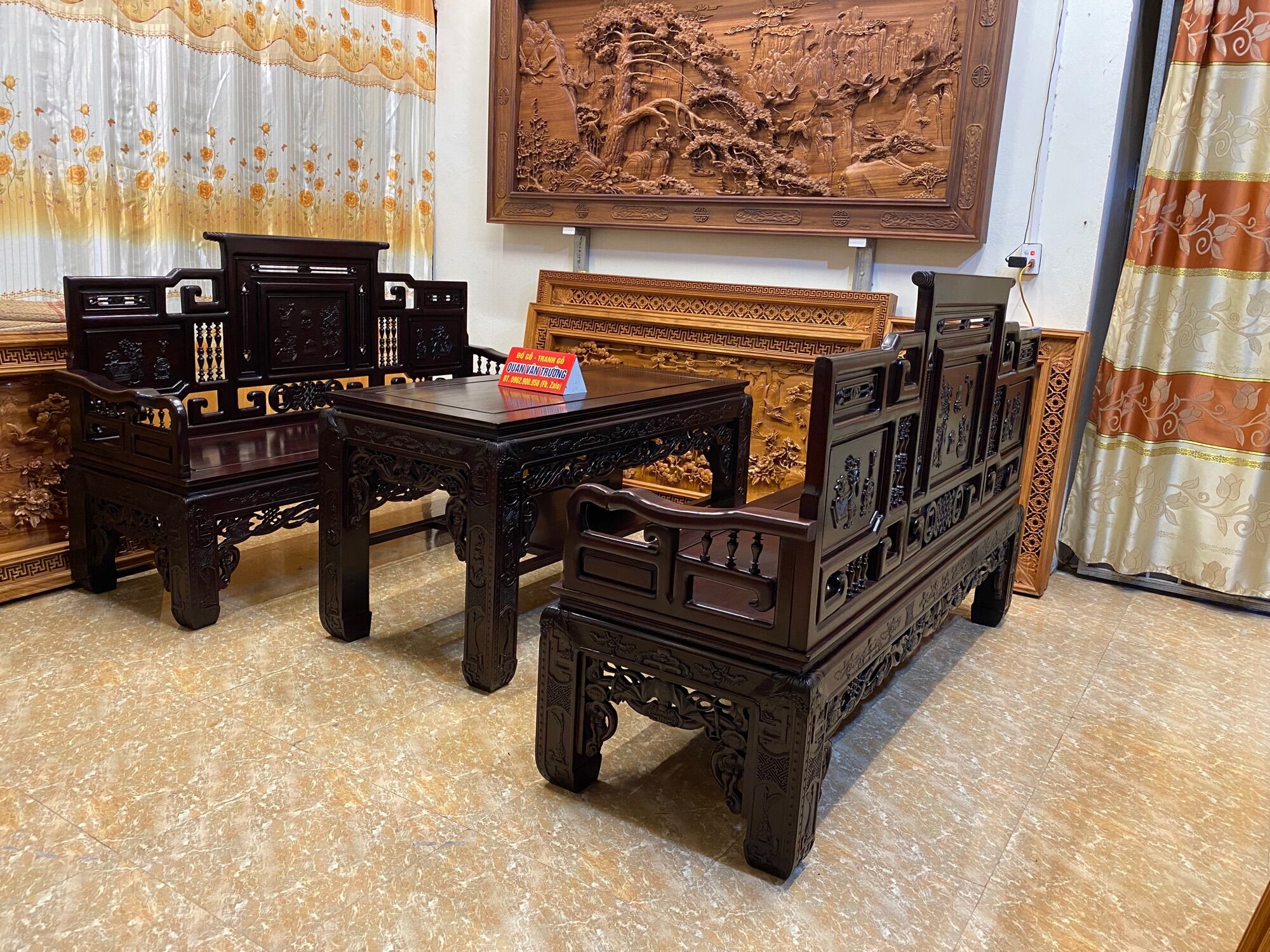 Bộ trường kỉ cổ đồ hàng đại gỗ gụ