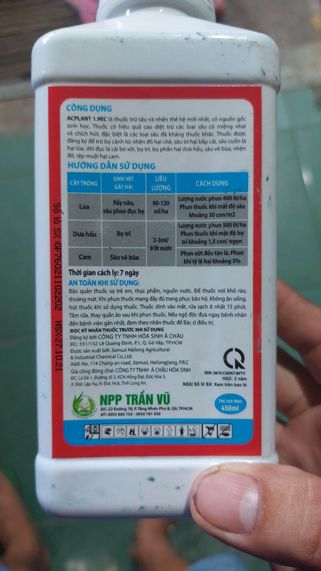 Thuốc trừ sâu sinh học ACPLANT 1.9EC 450ML