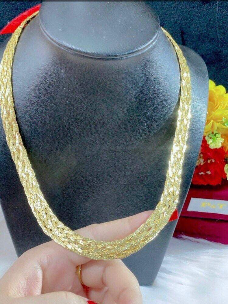 Dây chuyền kiểu bính lớn mạ vàng 18k pha bạc cực đẹp