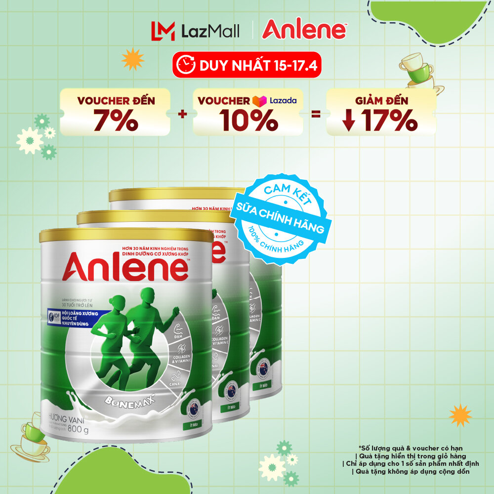 [Voucher giảm đến 26%]Combo 3 Sữa Bột Anlene Hương Vani 800G