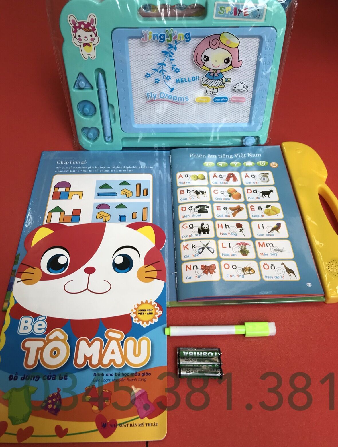 Combo sách điện tử song ngữ anh - việt * tặng kèm bảng tự xoá + tập tô + 3pin + bút