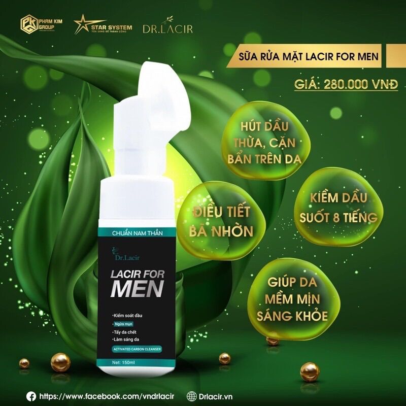 Sữa rửa mặt nam thần Lacir for men
