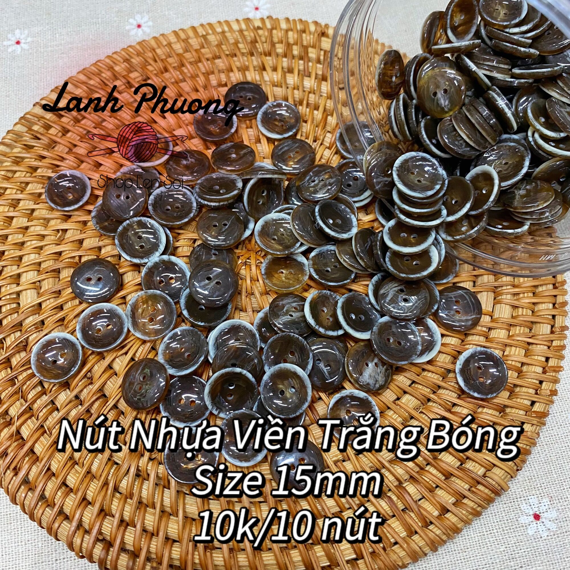 Nút Nhựa Viền Trắng Bóng (set 10 cái)