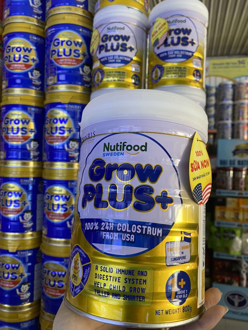 Sữa bột Grow Plus vàng 1+ lon 800g(hình thật)