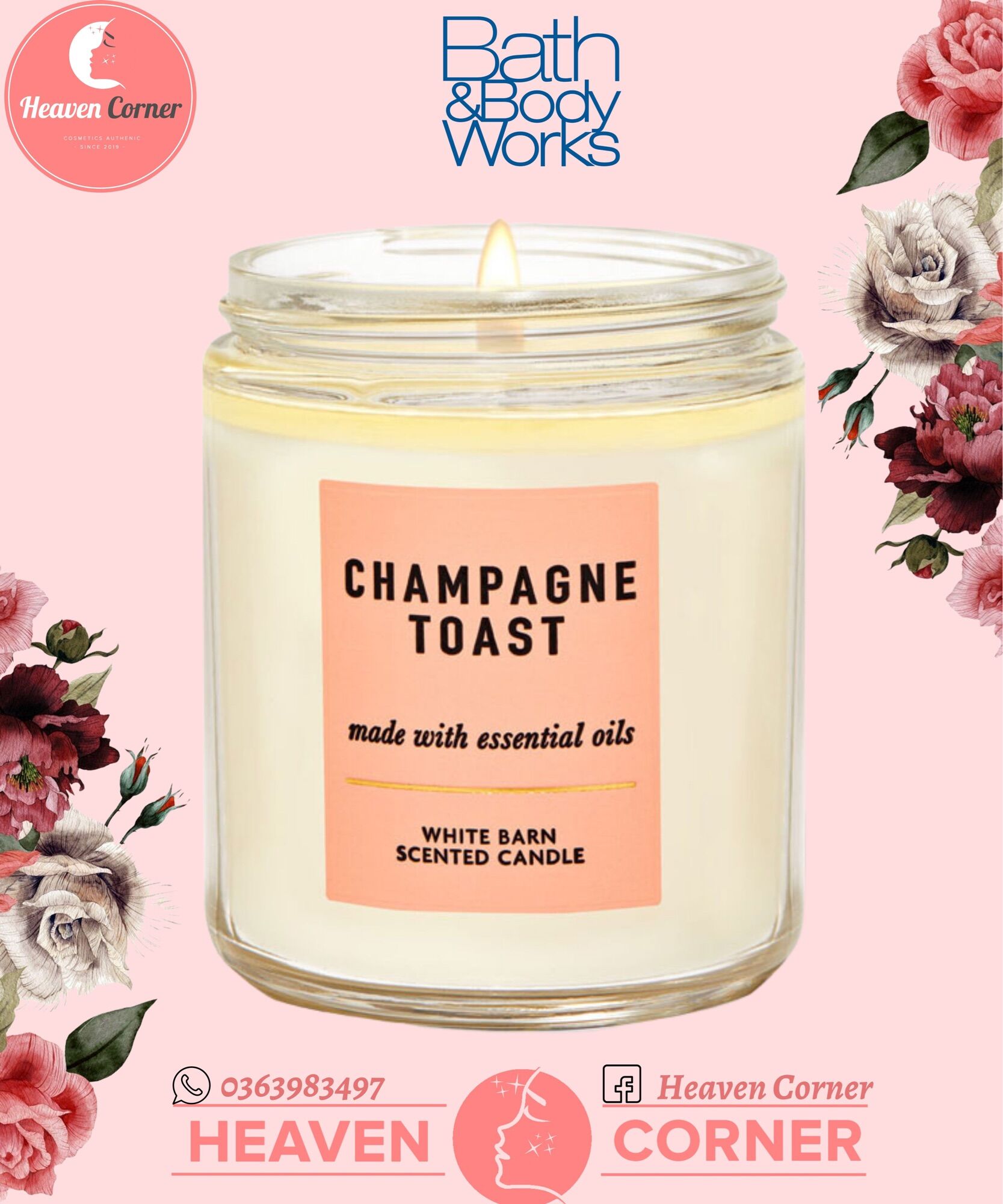 Nến thơm Bath&BodyWorks mùi Champagne Toast