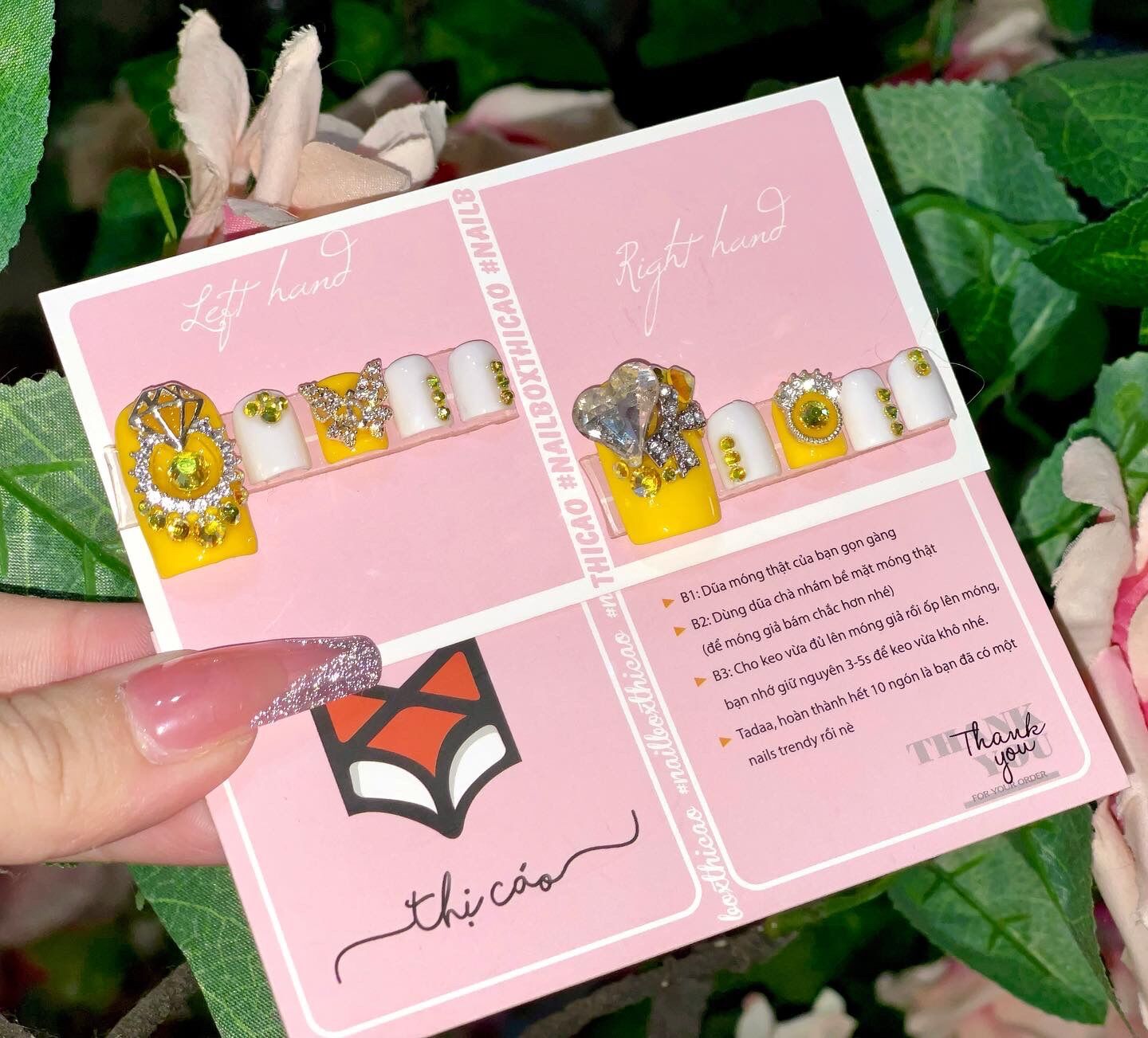 [ Nails Box] Móng chân giả thiết kế tone vàng