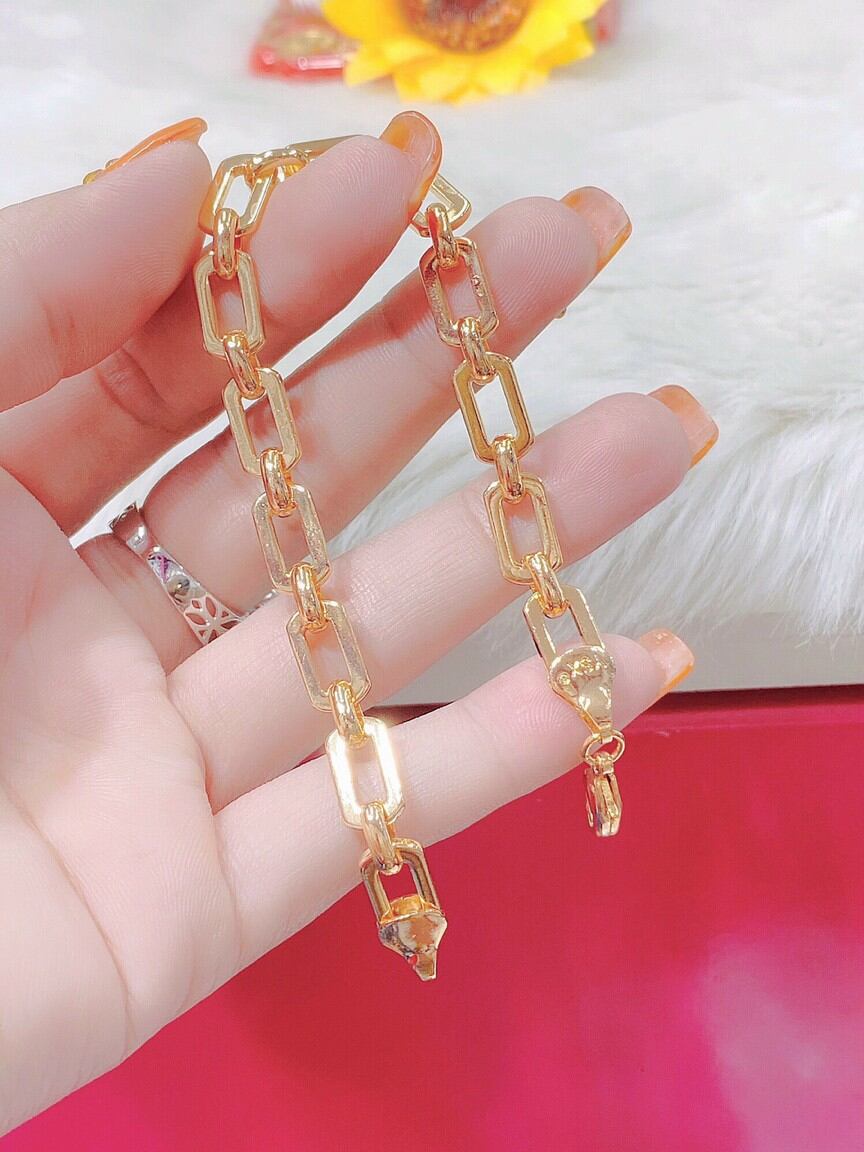 Lắc tay xích đơn giản vàng 18k nữ - đeo dự tiệc sang như vàng thật - lokalo