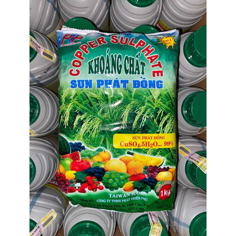Phân bón vi lượng hiệu coppeer sulphate sun phát đồng cuso4.5h2o..99% đồng sunfat